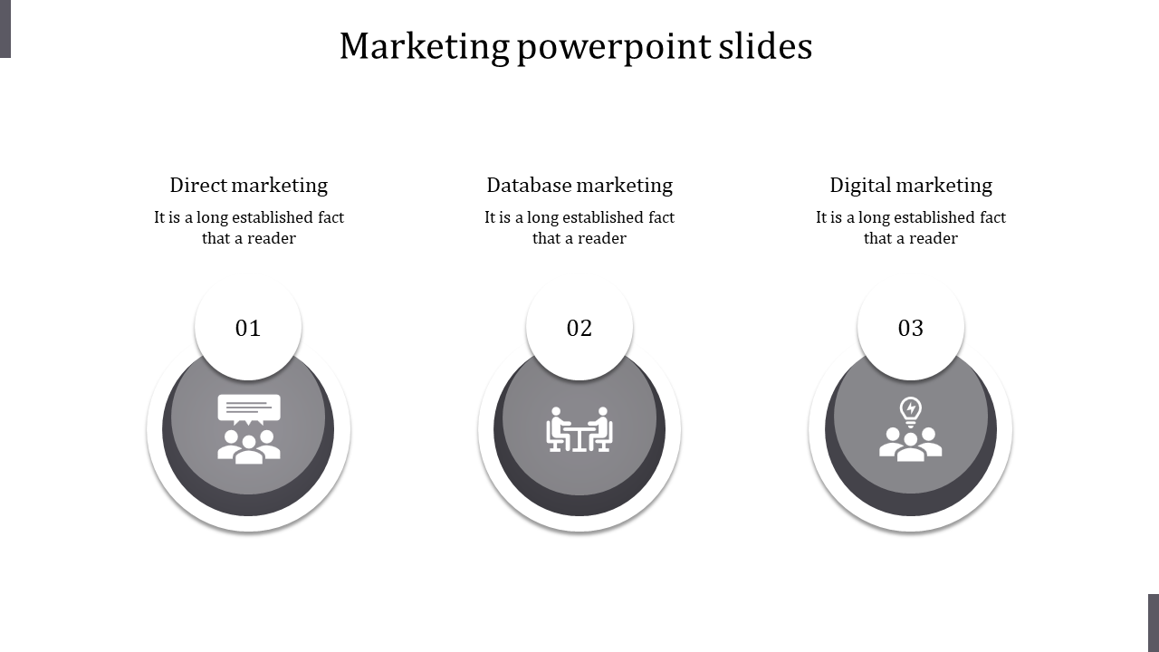 A Three Noded Marketing PowerPoint Slides Presentation